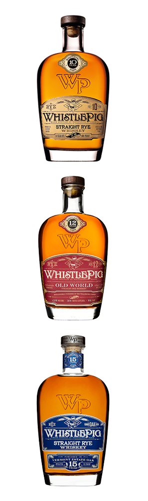 The three varieties of whiskey that WhistlePig offers.
